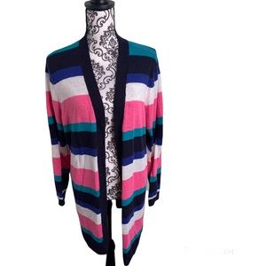 Lane Bryant Multi Striped Long Cardigan Sweater